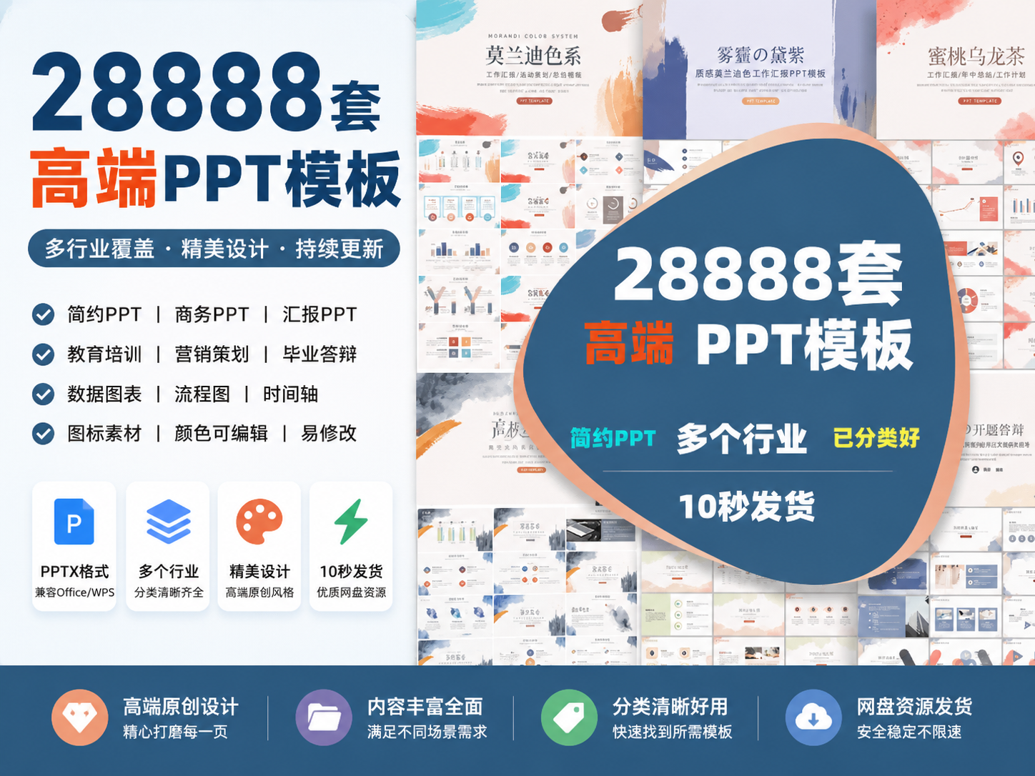 PPT模板大全简约高级毕业教师答辩课件工作汇报学生演讲总结模版